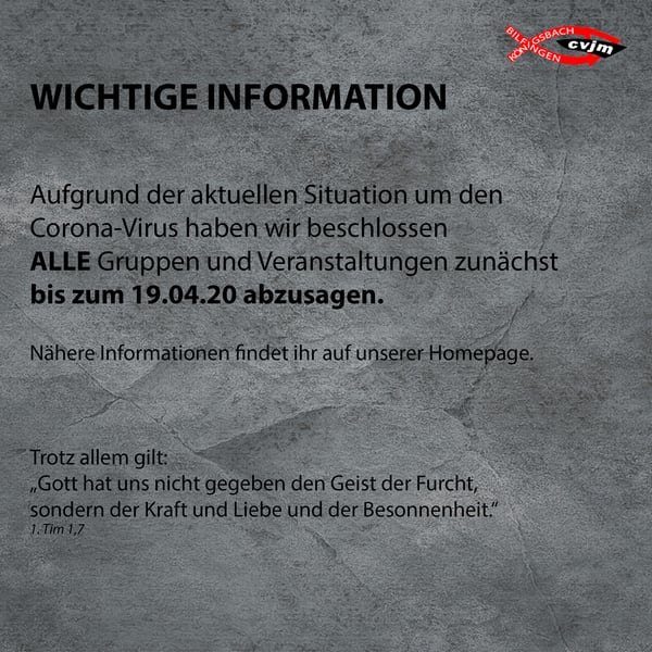 Informationsmeldung Corona